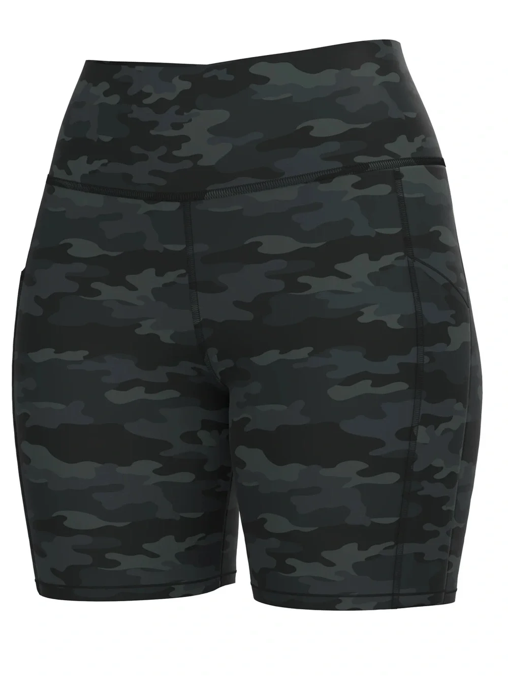 High-Rise Black Camo Women's Bike Shorts